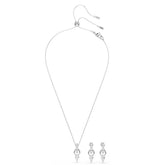 Mesmera set, Pear cut, Round cut, White, Rhodium plated